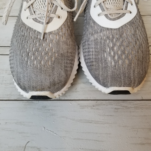 Adidas Alphabounce 1 Gray White Knit Lace Up Athletic Lightweight Running Shoes - Picture 3 of 14